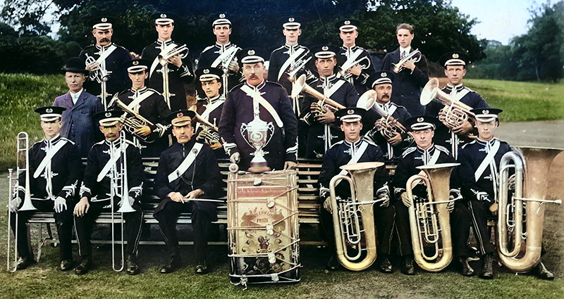 Tarporley and Clotton Band (Colourised) 1904-26 approx.